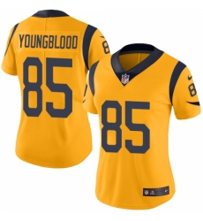 Women's Nike Los Angeles Rams #85 Jack Youngblood Limited Gold Rush Vapor Untouchable NFL Jersey