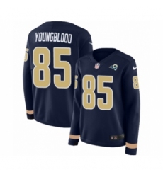 Women's Nike Los Angeles Rams #85 Jack Youngblood Limited Navy Blue Therma Long Sleeve NFL Jersey