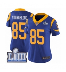 Women's Nike Los Angeles Rams #85 Jack Youngblood Royal Blue Alternate Vapor Untouchable Limited Player Super Bowl LIII Bound NFL Jersey