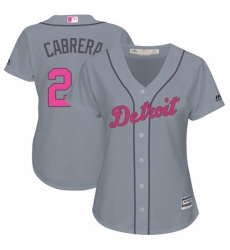 Women's Majestic Detroit Tigers #24 Miguel Cabrera Replica Grey Mother's Day Cool Base MLB Jersey