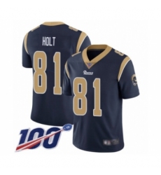 Men's Los Angeles Rams #81 Torry Holt Navy Blue Team Color Vapor Untouchable Limited Player 100th Season Football Jersey