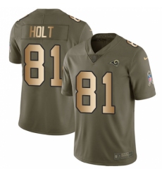 Men's Nike Los Angeles Rams #81 Torry Holt Limited Olive/Gold 2017 Salute to Service NFL Jersey