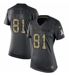 Women's Nike Los Angeles Rams #81 Torry Holt Limited Black 2016 Salute to Service NFL Jersey