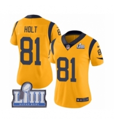 Women's Nike Los Angeles Rams #81 Torry Holt Limited Gold Rush Vapor Untouchable Super Bowl LIII Bound NFL Jersey