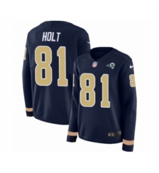 Women's Nike Los Angeles Rams #81 Torry Holt Limited Navy Blue Therma Long Sleeve NFL Jersey