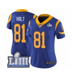 Women's Nike Los Angeles Rams #81 Torry Holt Royal Blue Alternate Vapor Untouchable Limited Player Super Bowl LIII Bound NFL Jersey