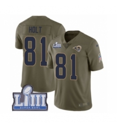 Youth Nike Los Angeles Rams #81 Torry Holt Limited Olive 2017 Salute to Service Super Bowl LIII Bound NFL Jersey