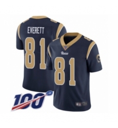 Men's Los Angeles Rams #81 Gerald Everett Navy Blue Team Color Vapor Untouchable Limited Player 100th Season Football Jersey