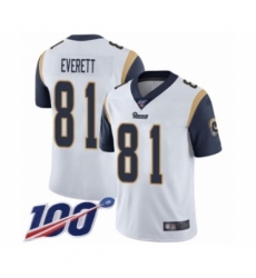 Men's Los Angeles Rams #81 Gerald Everett White Vapor Untouchable Limited Player 100th Season Football Jersey