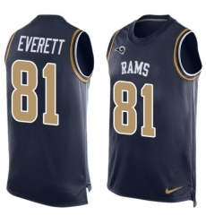 Men's Nike Los Angeles Rams #81 Gerald Everett Limited Navy Blue Player Name & Number Tank Top NFL Jersey