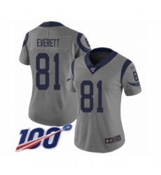 Women's Los Angeles Rams #81 Gerald Everett Limited Gray Inverted Legend 100th Season Football Jersey