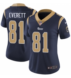 Women's Nike Los Angeles Rams #81 Gerald Everett Elite Navy Blue Team Color NFL Jersey