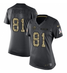 Women's Nike Los Angeles Rams #81 Gerald Everett Limited Black 2016 Salute to Service NFL Jersey
