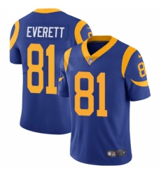 Youth Nike Los Angeles Rams #81 Gerald Everett Royal Blue Alternate Vapor Untouchable Limited Player NFL Jersey