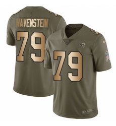 Men's Nike Los Angeles Rams #79 Rob Havenstein Limited Olive/Gold 2017 Salute to Service NFL Jersey