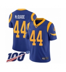 Men's Los Angeles Rams #44 Jacob McQuaide Royal Blue Alternate Vapor Untouchable Limited Player 100th Season Football Jersey