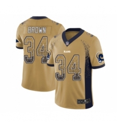 Men's Los Angeles Rams #34 Malcolm Brown Limited Gold Rush Drift Fashion Football Jersey