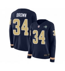 Men's Los Angeles Rams #34 Malcolm Brown Limited Navy Blue Therma Long Sleeve Football Jersey