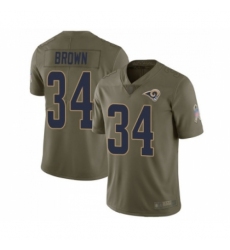 Men's Los Angeles Rams #34 Malcolm Brown Limited Olive 2017 Salute to Service Football Jersey