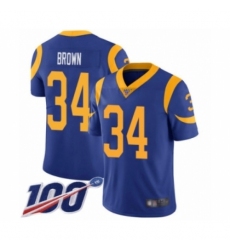 Men's Los Angeles Rams #34 Malcolm Brown Royal Blue Alternate Vapor Untouchable Limited Player 100th Season Football Jersey