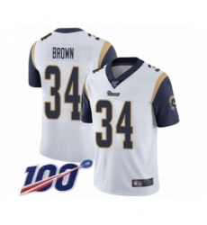Men's Los Angeles Rams #34 Malcolm Brown White Vapor Untouchable Limited Player 100th Season Football Jersey