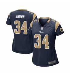 Women's Los Angeles Rams #34 Malcolm Brown Game Navy Blue Team Color Football Jersey
