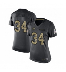 Women's Los Angeles Rams #34 Malcolm Brown Limited Black 2016 Salute to Service Football Jersey