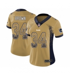 Women's Los Angeles Rams #34 Malcolm Brown Limited Gold Rush Drift Fashion Football Jersey