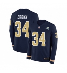 Women's Los Angeles Rams #34 Malcolm Brown Limited Navy Blue Therma Long Sleeve Football Jersey