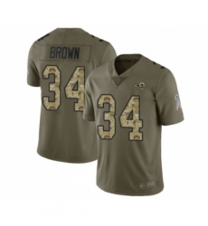 Youth Los Angeles Rams #34 Malcolm Brown Limited Olive Camo 2017 Salute to Service Football Jersey