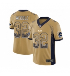 Men's Los Angeles Rams #32 Eric Weddle Limited Gold Rush Drift Fashion Football Jersey