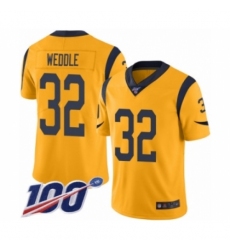 Men's Los Angeles Rams #32 Eric Weddle Limited Gold Rush Vapor Untouchable 100th Season Football Jersey