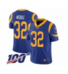 Men's Los Angeles Rams #32 Eric Weddle Royal Blue Alternate Vapor Untouchable Limited Player 100th Season Football Jersey