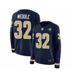 Women's Los Angeles Rams #32 Eric Weddle Limited Navy Blue Therma Long Sleeve Football Jersey