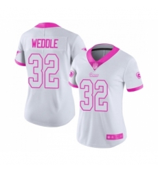 Women's Los Angeles Rams #32 Eric Weddle Limited White Pink Rush Fashion Football Jersey