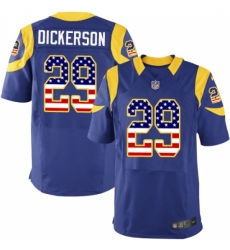 Men's Nike Los Angeles Rams #29 Eric Dickerson Elite Royal Blue Alternate USA Flag Fashion NFL Jersey