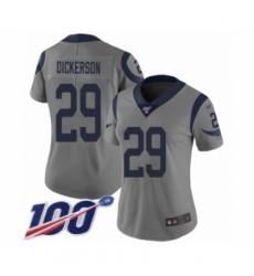 Women's Los Angeles Rams #29 Eric Dickerson Limited Gray Inverted Legend 100th Season Football Jersey