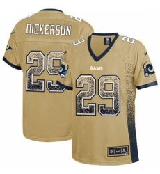 Women's Nike Los Angeles Rams #29 Eric Dickerson Elite Gold Drift Fashion NFL Jersey