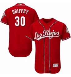 Men's Majestic Cincinnati Reds #30 Ken Griffey Red Los Rojos Flexbase Authentic Collection MLB Jersey