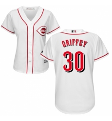 Women's Majestic Cincinnati Reds #30 Ken Griffey Replica White Home Cool Base MLB Jersey