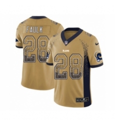 Men's Nike Los Angeles Rams #28 Marshall Faulk Limited Gold Rush Drift Fashion NFL Jersey