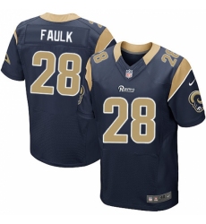 Men's Nike Los Angeles Rams #28 Marshall Faulk Navy Blue Team Color Vapor Untouchable Elite Player NFL Jersey