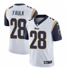 Men's Nike Los Angeles Rams #28 Marshall Faulk White Vapor Untouchable Limited Player NFL Jersey