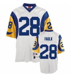 Mitchell and Ness Los Angeles Rams #28 Marshall Faulk Authentic White Throwback NFL Jersey