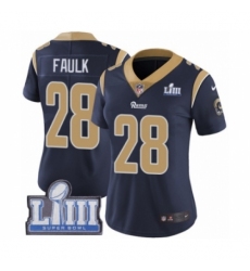 Women's Nike Los Angeles Rams #28 Marshall Faulk Navy Blue Team Color Vapor Untouchable Limited Player Super Bowl LIII Bound NFL Jersey