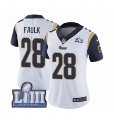 Women's Nike Los Angeles Rams #28 Marshall Faulk White Vapor Untouchable Limited Player Super Bowl LIII Bound NFL Jersey