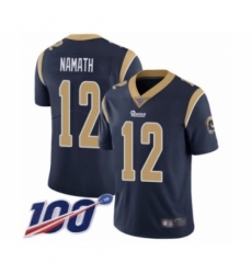 Men's Los Angeles Rams #12 Joe Namath Navy Blue Team Color Vapor Untouchable Limited Player 100th Season Football Jersey