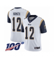 Men's Los Angeles Rams #12 Joe Namath White Vapor Untouchable Limited Player 100th Season Football Jersey