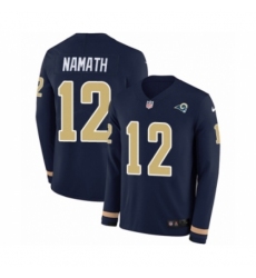 Men's Nike Los Angeles Rams #12 Joe Namath Limited Navy Blue Therma Long Sleeve NFL Jersey