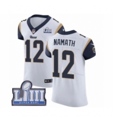 Men's Nike Los Angeles Rams #12 Joe Namath White Vapor Untouchable Elite Player Super Bowl LIII Bound NFL Jersey